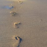 Footprints in the sand.