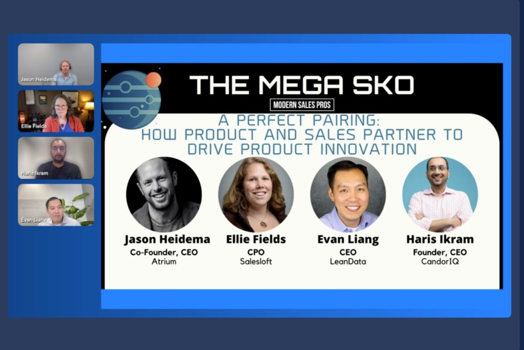 Title side of the Mega SKO session on driving product innovation.